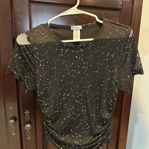 Marshalls Black Starry Print Short Sleeve Top